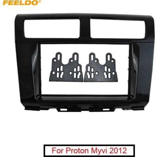 FEELDO Car 2DIN CD/DVD/Radio Stereo Frame Fascia For Proton Myvi NAVI 2012 Dashboard Panel Trim Fascia Kits #AM5238
