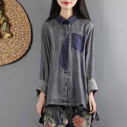 Cotton Linen Chinese Style Clothing Women Blouses 2020 Spring Long Sleeve Loose Casual Vintage Shirts Ladies Chinese Tops 11875