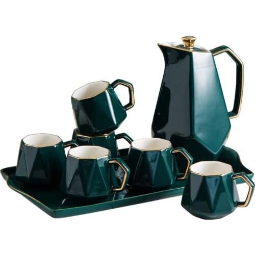 Ceramic Coffee Tea Set Phnom Penh Multicolor Afternoon Tea Pot Cup Tray Set Northern Europe Home Kitchen Decoration Ornaments