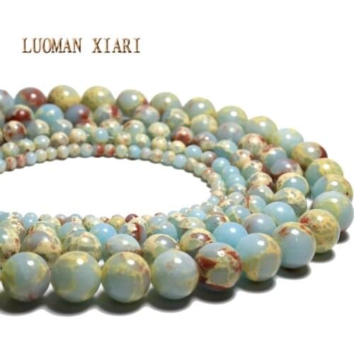 Wholesale Snakeskin Round Blue Natural Stone Beads For jewelry Making 4/ 6/8/10/12 mm DIY Bracelet Necklace Strand 15.5