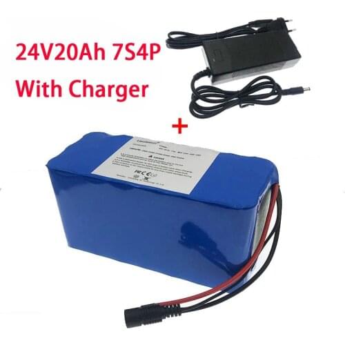 24V20Ah Lithium Battery Pack 7S4P 21700 21700 Lithium Battery Pack For Electric Bicycle Built-in 25A Bms With 2A Charger