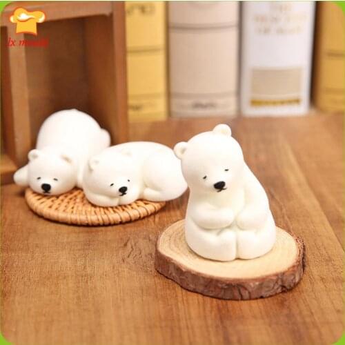 LXYY 3D Polar Bear Candle Silicone Molds Chocolate Fondant Cake Decoration Mould Bear Soap Gypsum Clay Moulds