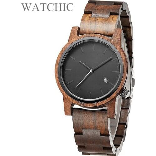 Minimal Style Black wood Men women Wood Watch Sandal Wooden unisex Wristwatch gift idea