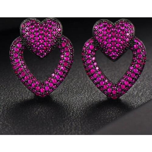Missvikki Luxury Nigeria 2pcs Cute Heart Necklace Earrings Zirconia Jewelry Sets For Women Party Dubai CZ Wedding Jewelry Set