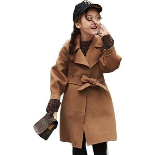 2021 Fashion Kids Woolen Jacket Coats For Girls Padded Cotton Winter Parka Long Windbreak Toddler Girl Fall Outerwear Clothes