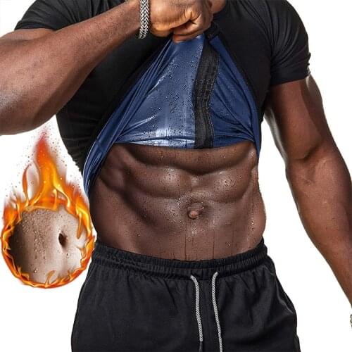 Sweat Sauna Shaper Mens Athletic Tees Short Sleeve Compression T-Shirt Performance Baselayer Workout Shirt Heap Trapping Corset