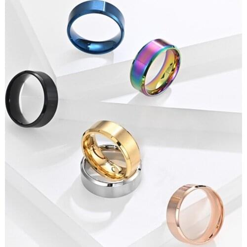 8MM Matte Brushed Band Ring Stainless Steel Simple Rings Finger for Men Wedding Engagement Party Jewelry