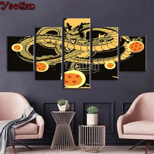 Japanese Cartoon Ball Z Anime Diamond Painting Full Square Round Drill 5D Diy Diamond Embroidery Diamond Mosaic ,5 Piece set