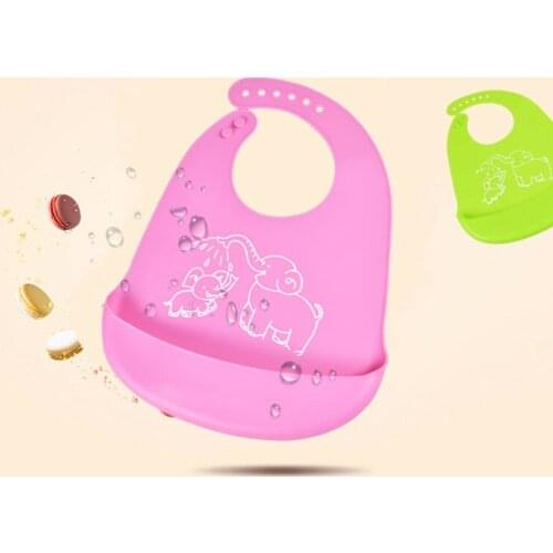 Cartoon 6-speed Adjustable Baby Bibs Waterproof Silicone Burp Cloths Animals Pattern for Boys Girls Infant Toddler Kids