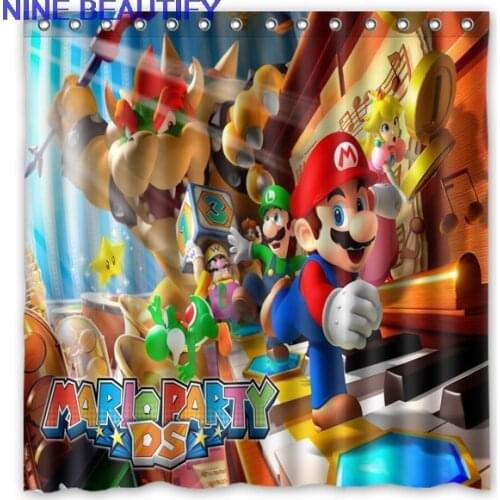 2021 Novelty Item!Hot Anime_Super Mario Background Printed Waterproof Polyester Shower&Bath Curtain( 180X180CM)