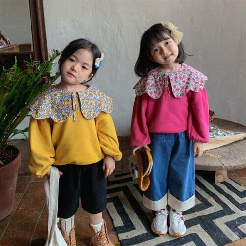2021 new style girls boys printed sweatshirt autumn fashion cotton full sleeve kids t-shirt 1-7 years