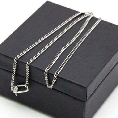 New 3MM 925 silver whip chain wide-faced vintage necklace naked chain sweater chain long trendy men and women silver necklace