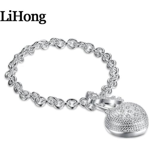 New Hot Sale 925 Sterling Silver Jewelry Fashion Wrap Bracelet Jewelry Gift Charm Crystal Heart Key Bracelet Female Bracelet
