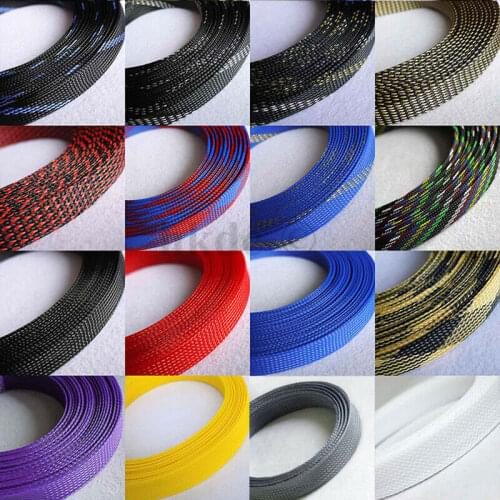 PET Nylon Braided Sleeve Tube 6 mm Width Car Audio Cable Wire Sleeving Sheath