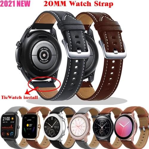 20mm LEATHER STRAP For Garmin Move 3/ Vivoactive 3/Forerunner 645/Amazfit GTR 42 Bracelet Watch Amazfit Bip Strap Huawei GT 2 42