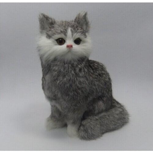 Cute real life gray cat toy polyethylene & furs handicraft Decoration cat doll about 21x17cm 2347