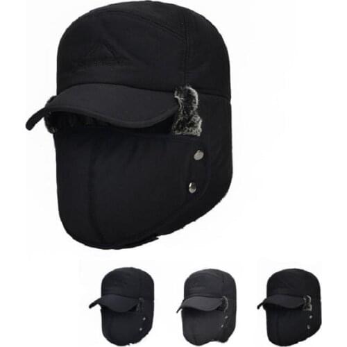 Mens Winter Trapper HAT COTTON Gentleman Letter Headwear Korean Fashion Hats Headgear Face Ear Cap Thickened Warm Earflaps