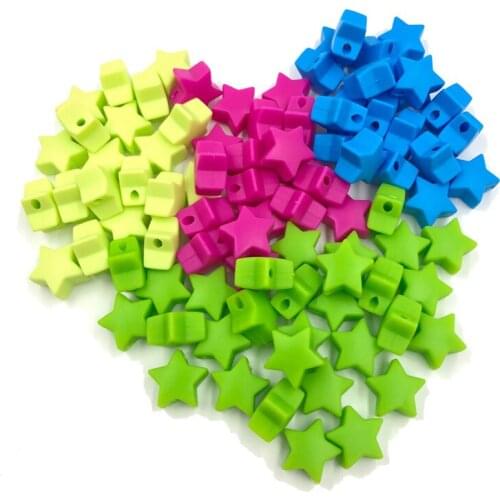 Star Shape Silicone Beads Food Grade Teether BPA Free Ecofriendly Beads Bracelet Diy Jewelry Baby Teether 10pcs Multicolor