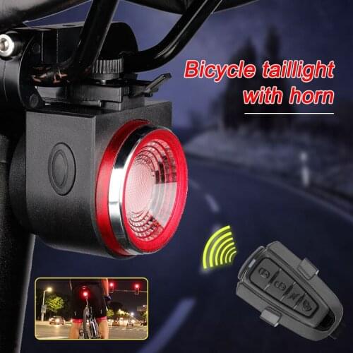 Smart Wireless Remote Control Bicycle Taillight USB Rechargeable Waterproof Warning Light 3 Sound Modes Rear Light With Horn