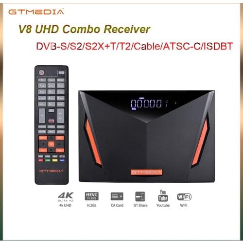 Combo Receiver Multi-Stream 4K GTmedia V8 UHD FTA DVB S2/S2X Satellite TV Receiver T2 Cable ISDBT ATSC With CA Card Slot