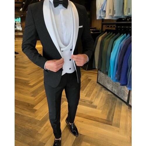 Wedding Tuxedos Vintage Fit Formal Best Man Suits Groom Wear Mens Tweed 3 Piece Suits (Jacket+Pants+vest)