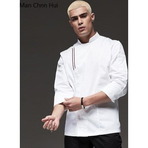 Chefs uniform hotel professional head chef uniform restaurant kitchen black chef jacket Food service long sleeve cook clothes