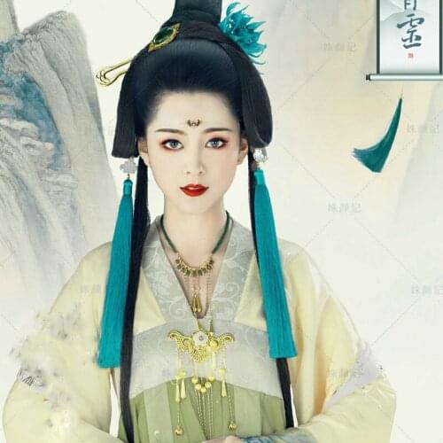 WYJN Green Chiffon Tang Dynasty High Waist Ruqun Princess Outdoor Photography Stage Performance Costume Aesthetic Fairy Hanfu