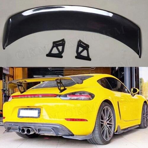 Carbon Fiber Rear Trunk Spoiler Lip Wings Car Accessorise for Porsche Cayman Boxster 981 986 987 718 GT4 GT 2016-2019