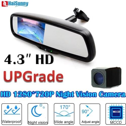 HaiSunny HD 4.3" TFT LCD Car Interior Mirror Monitor With High-definition and 170 degree wide viewing angle Rear view camera