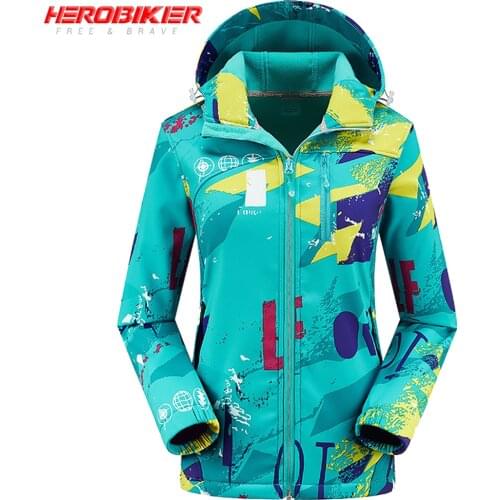 HEROBIKER Winter Skiing Jacket Woman Hooded Jaqueta Hiking Climbing Jersey Windproof Moto Rainproof Warm Cotton Chaqueta Green
