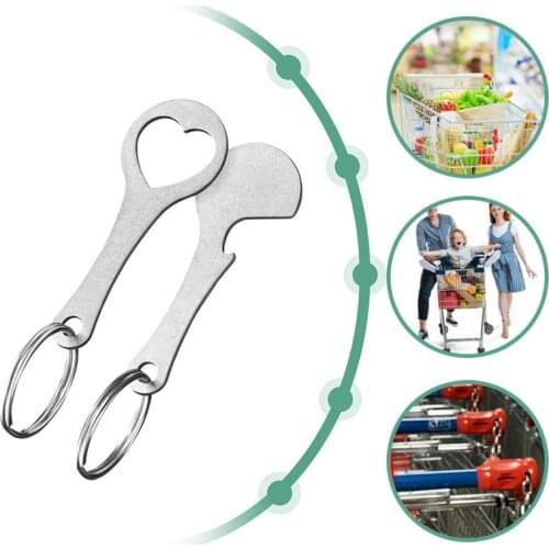 1/2pcs DIY Shopping Trolley Tokens Couple Key Chains Decorative Key Hook Keyrings Aluminum Alloy Key Ring Coin Holder Keychain