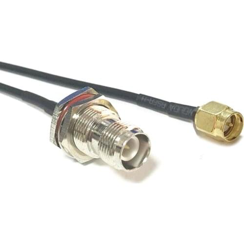 1pc New SMA Male to RP TNC Female Bulkhead nut Male pin Pigtail Cable RG174 20cm for wireless modem