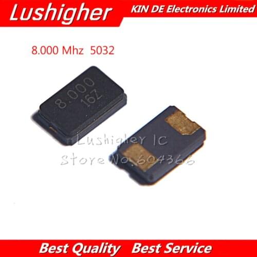 10pcs 8MHZ 10MHZ 11.0592MHZ 12MHZ 13.56MHZ 16.000MHZ 20MHZ 24MHZ 8.000MHZ 16MHz 2Pin 5032 Smd Quartz Resonator Crystal