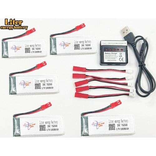 3.7V 1000mah 752560 30c LiPo Battery For 8807 8807W Rc Quadcopter Spare Parts 4in1 Balance Charger Accessories Rc Drones
