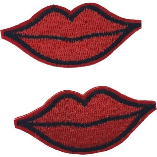5pcs Red mouth patch embroidery Iron On lip patches for clothing stickers fabric sewing garments accessories