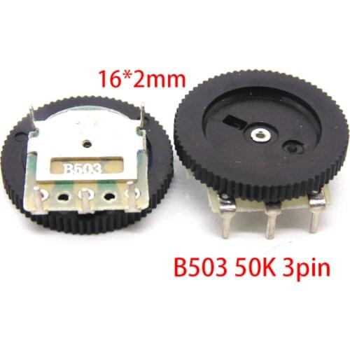 5pcs Gear tuning potentiometer B503 50K 3pin 16*2mm Dial Potentiometer
