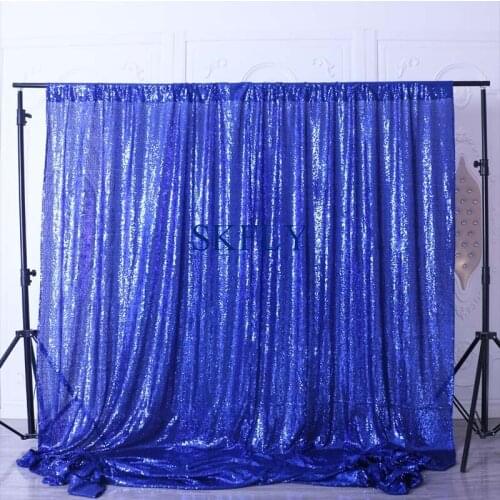 BC001C factory custom made many colors aniversary birthday party glitter royal blue sequin backdrop with rod pocket