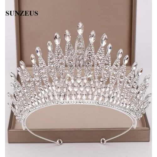 Shinny Crystal Bridal Crowns Rhinestones Beaded Wedding Tiaras Brides Head Accessories SQ433