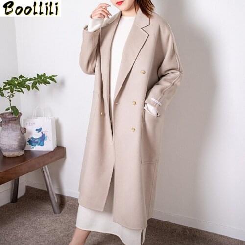 Boollili Wool Coat Women Clothes 2020 Korean Warm Wool Spring Autumn Jacket Women Vintage Woolen Overcoat Manteau Femme