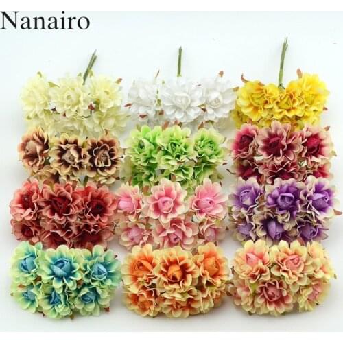 6pieces 4cm Cheap Artificial Poppy Flower Bouquet Silk Cherry Flowers For Home DIY Wreath Wedding Decoration Fake Daisy Flowers