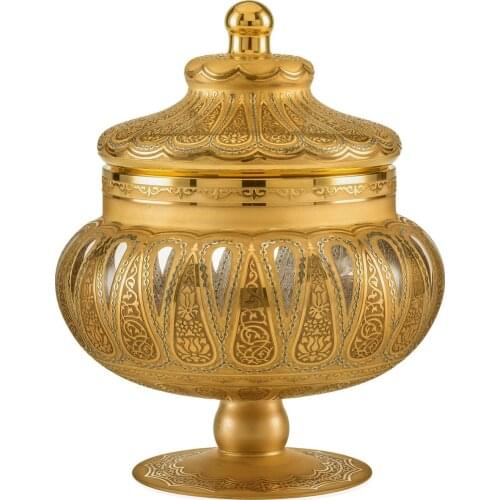 Handmade Bowl with Rumi Special Design Glass Vase Gilt Gold Bronze Lotus Flower Pattern Islam Ottoman Limited Edition