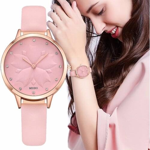 2019 New Women Watches Leather Flower Watch Luxury Ladies Quartz Analog Watches Clock Ladies Watch Relojes Para Mujer Watch