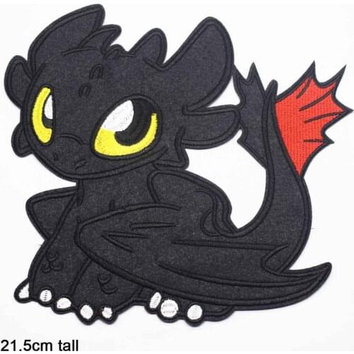 Black Dragon Toothless Night Fury Iron On Embroidered Clothes Patch For Clothing Stickers Garment Apparel Accessories
