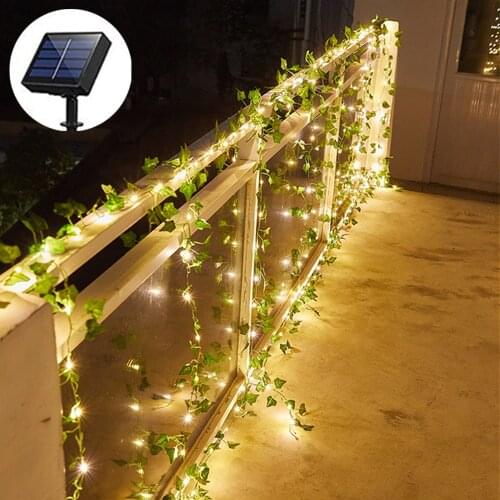 Flower String Lights Solar Powered Vine Patio String Lights with Warm LED Outdoor Lights for Home Garden Wedding Party Decor