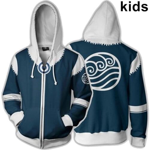 2 To 13 Years Kids Hoodies Anime Avatar: The Last Airbender 3D Hoodie Sweatshirt Boys Girls Long Sleeve Jacket Children Clothes