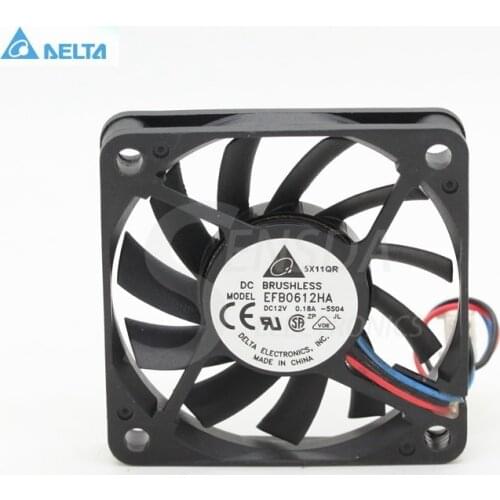 For delta EFB0612HA 6010 DC 12V 0.18A 6CM 60mm 3 -pin computer pc case cpu server inverter cooling fans axial blower