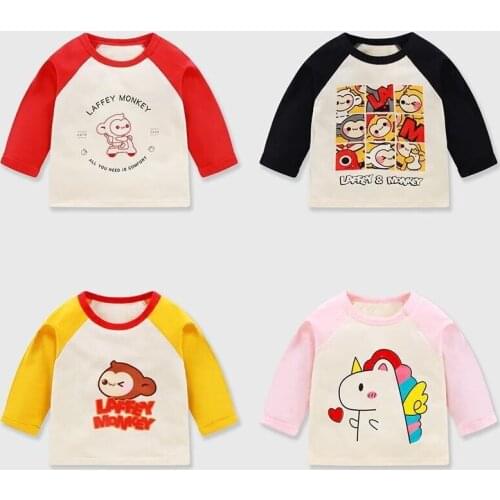 Baby Boys Girls T-shirts Fashion Cotton Children Long Sleeves Cartoon Print T Shirts Kids Bottoming Shirt Clothing Tee New 2021