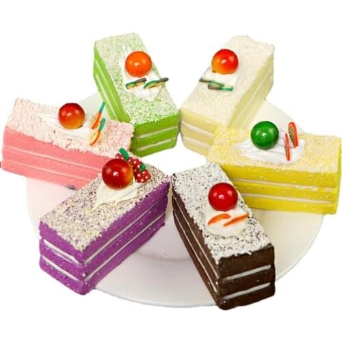 Artificial Fake Food Rectangle Cream Fruit Cake Simulation Model Fake Fruit Soft Cake Bakery Photography Props Decor Ornaments