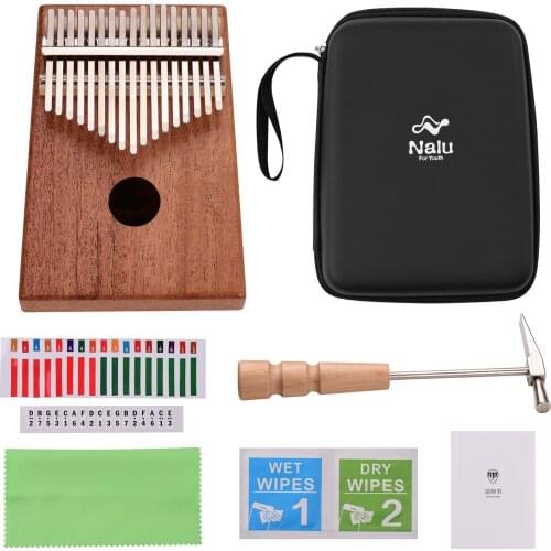 Nalu NK-M1 Kalimba 17 Keys Mbira Thumb Piano Solid Wood Finger Piano with Carry Bag Stickers Tuning Hammer Wiping Cloth kalimba