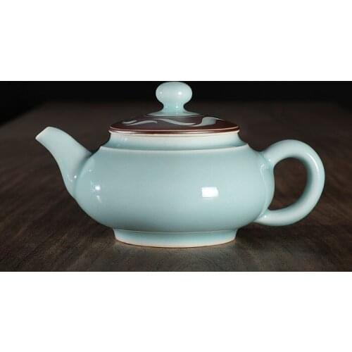 Longquan Celadon Ceramic Kung Fu Teapot Single Pot with Filter